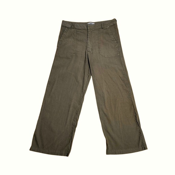 Kut from the Kloth Pants - Kut from the Kloth Topaz Wide Leg Linen Blend Pants Olive Green Earthy Size 10